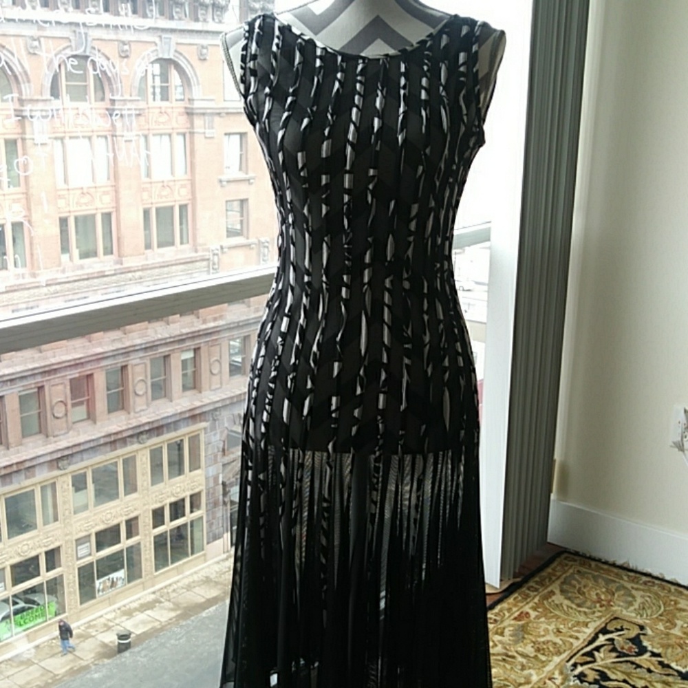 Sheer lace dress.